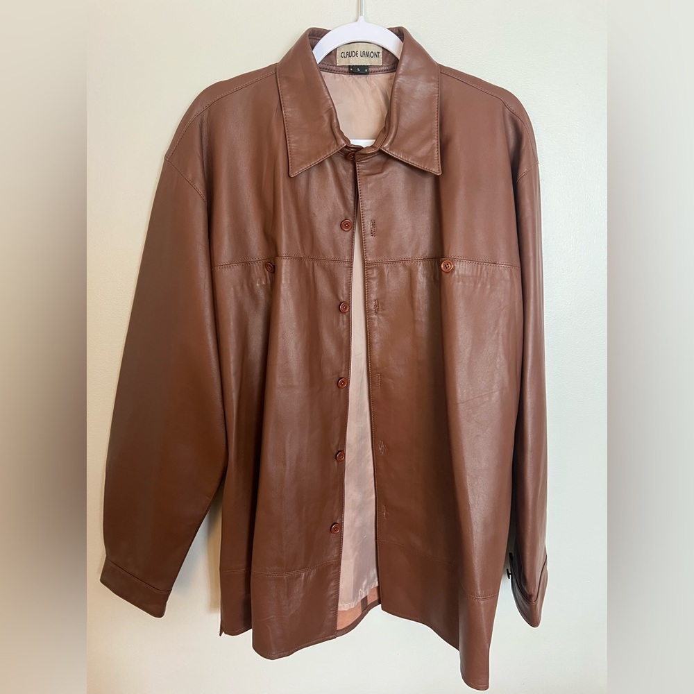 Vintage Claude Lamont Brown Leather Button-Up Jacket